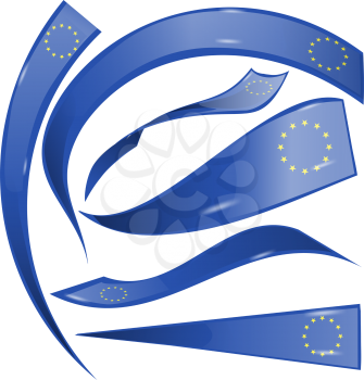 european flag set isolated on white background