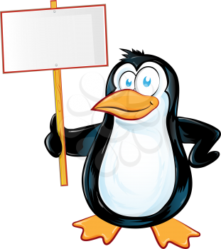 pinguin character cartoon with signboard.illustration