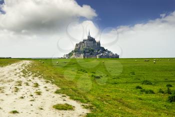 Panoramic view of famous Le Mont Saint Michele, france