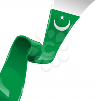  pakistan ribbon flag on white background
