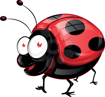 funny ladybug has big eyes  illustration. emoji, cartoon character, sketch vector