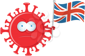 coronavirus character cartoon with flag england