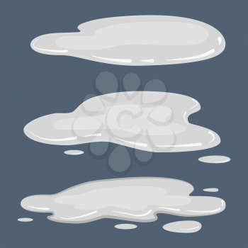 Set puddle, liquid, vector cartoon style isolated illustration
