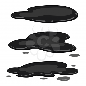 Set puddle, black colour, liquid vector cartoon style
