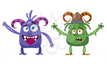 Troll and Yeti cute funny fairytale character, emotions, cartoon style
