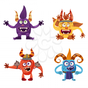 Set of cute funny characters troll, goblin, yeti, imp