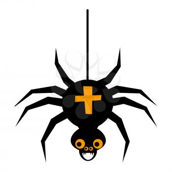 Halloween spider flat single icon. Halloween symbol of fear and danger