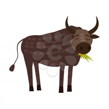 Cute bull, buffolo, animal trend cartoon style vector
