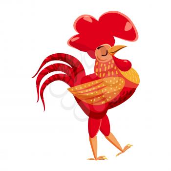 Cute cock, rooster, animal trend cartoon style vector