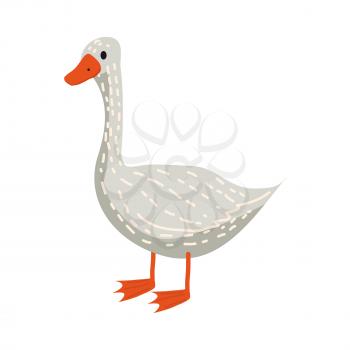 Cute goose, animal, bird trend cartoon style vector