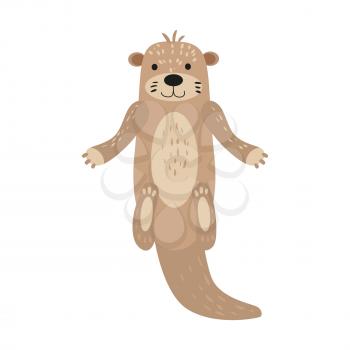 Otter cute animal character male white background isolated