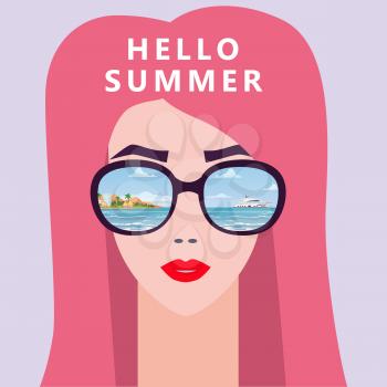 Portrait fashion woman with sunglasses. Time to Travel poster