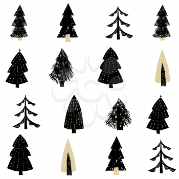 Scandinavian seamless pattern pine trees spruce. Vector abstract minimalism style for decoration textile, covers, package, wrapping