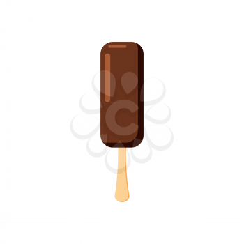 Chokolate popsicle ice cream dessert on stick. Vector illustration cartoon style