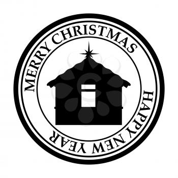 Merry Christmas and Happy New Year post stamp hut icon