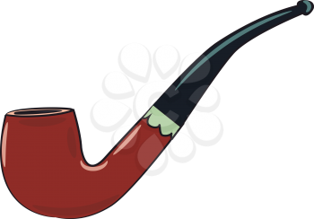 A classic brown and black tobacco pipe vector color drawing or illustration 