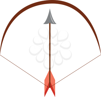 Brown bow and arrow vector illustration on white background.