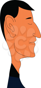 Caricature of man with big ear vector illustration on white background.