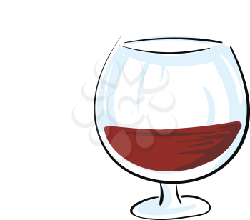Dark red cognac in a glass vector illustration on white background.