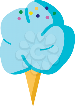 Blue cotton candy with colorfull sprinkles vector illsutration on white background.