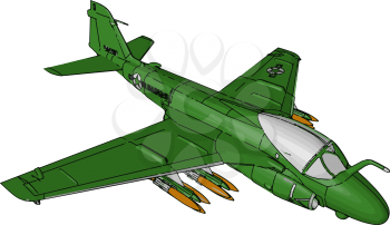 A fighter aircraft is a military aircraft designed primarily for air-to-air combat against other aircraft loaded with missile mainly used in war vector color drawing or illustration