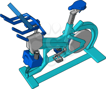 It also known as spinning bike exercise bike or exercise used for weightless body care complete wellbeing by both man or female vector color drawing or illustration