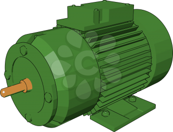 An electric motor is a machine that converts electrical energy into mechanical energy It is used in water pumping fan compressor elevators and refrigerator vector color drawing or illustration