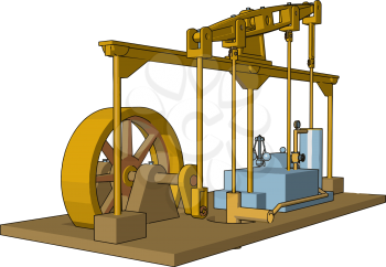 Reciprocating engines or steam engines are mainly used in complete steam plants railway steam locomotives beam engines and portable engines vector color drawing or illustration
