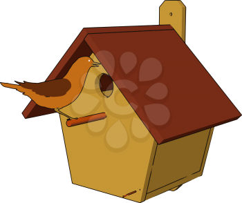  A bird with a small home A bird house or nest box is an artificial nest for birds vector color drawing or illustration