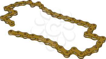 Roller chain has a master link that allows convenient connection and disconnection of a chain without chain tool vector color drawing or illustration