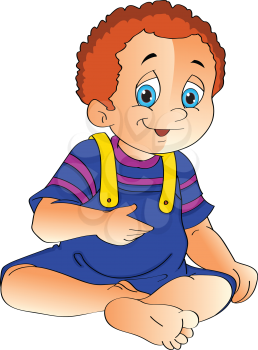 Baby Boy Sitting on the Floor, vector illustration