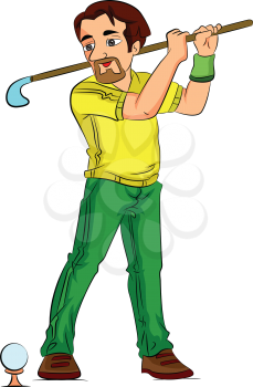 Man Playing Golf, vector illustration
