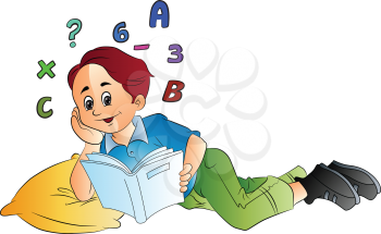 Boy Studying Math, vector illustration