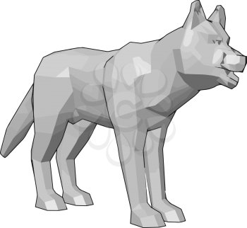 A white colored dog or wolf toy looking so scary and dangerous vector color drawing or illustration