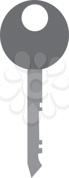 A grey key with round end vector color drawing or illustration