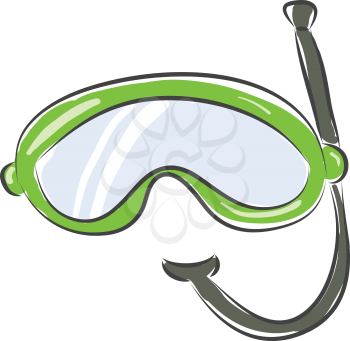 Simple picture of green snorkeling goggles vector illustration on white background 