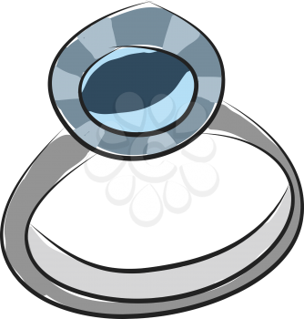 A diamond ring in a red box depicting a romantic proposal vector color drawing or illustration 