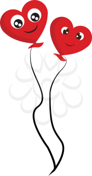 Two heart shaped balloons for valentine illustration color vector on white background