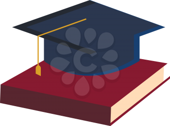 A clipart with book and graduation hat picturing the education vector color drawing or illustration 