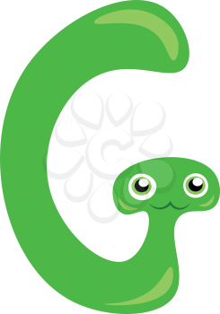 A green snake shaped alphabetic figure of G vector color drawing or illustration 