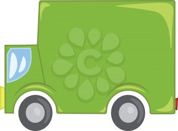 Clipart of a green commercial truck used for goods transportation vector color drawing or illustration 