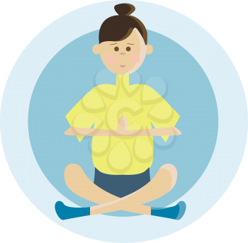 An woman is practicing yoga pranayama in comfortable clothes vector color drawing or illustration 