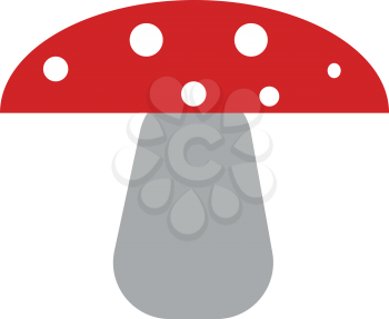 A beautiful mushroom with red and white cap grey stem vector color drawing or illustration 