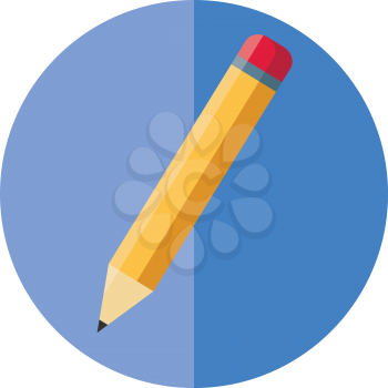 A sharpened lead pencil with eraser on the top vector color drawing or illustration 