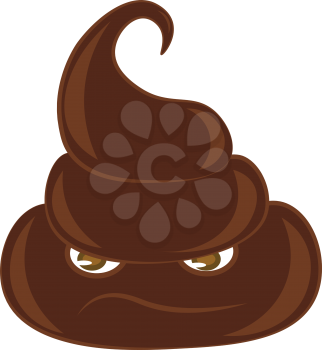 A pile of brown poop with sad face vector color drawing or illustration 