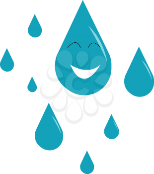 Blue raindrops depicting the heavy down pour vector color drawing or illustration 