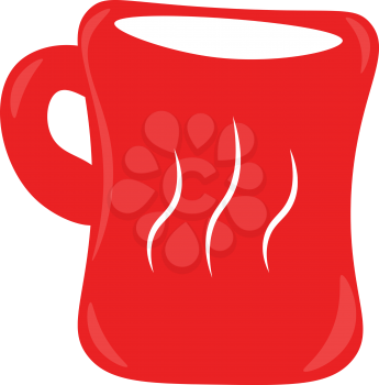 A red coffee mug with beautiful line design in front vector color drawing or illustration 