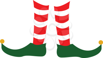 Foot of a person wearing green belly red and white checked socks vector color drawing or illustration 