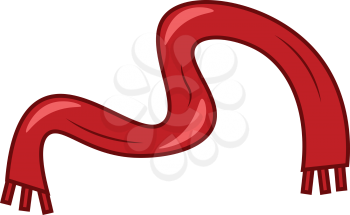 A beautiful red woolen scarf used as a part of winter dressing vector color drawing or illustration 