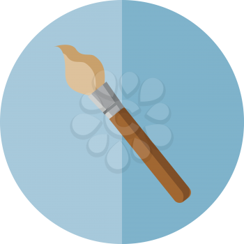 Clipart of a paint brush with wooden handle used by artists for painting vector color drawing or illustration 
